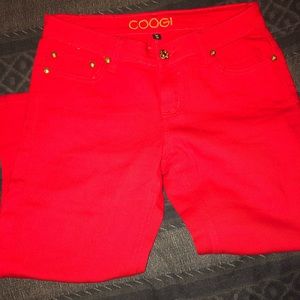 Bright red capris